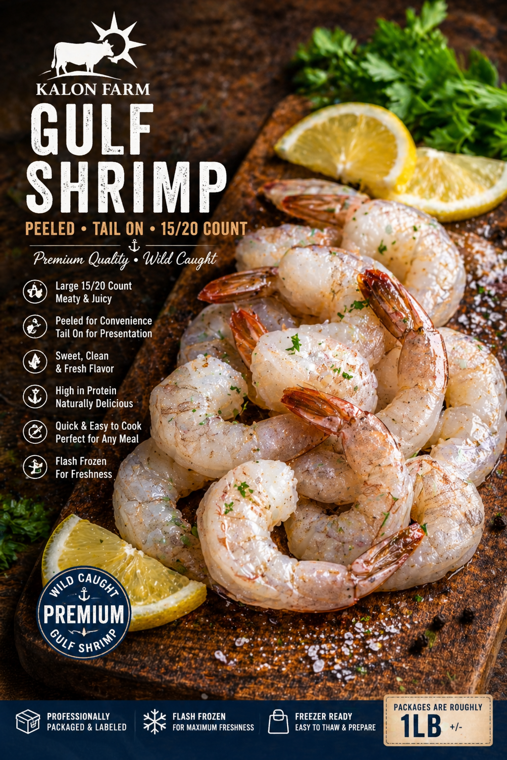 Gulf Shrimp, Peeled Tail On 15/20